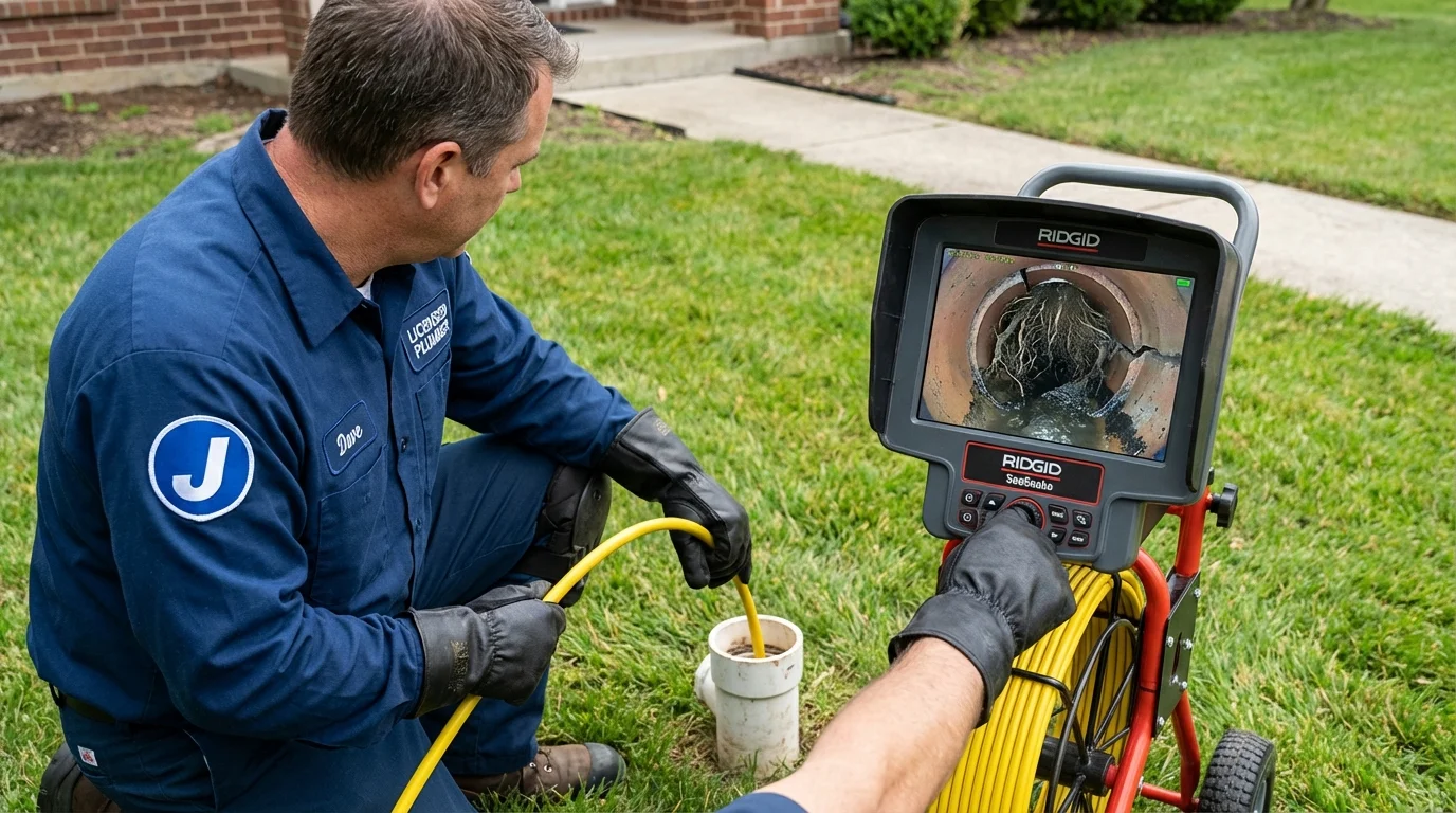 Sewer camera inspection being performed by Johns Plumbing LLC in Wilson
